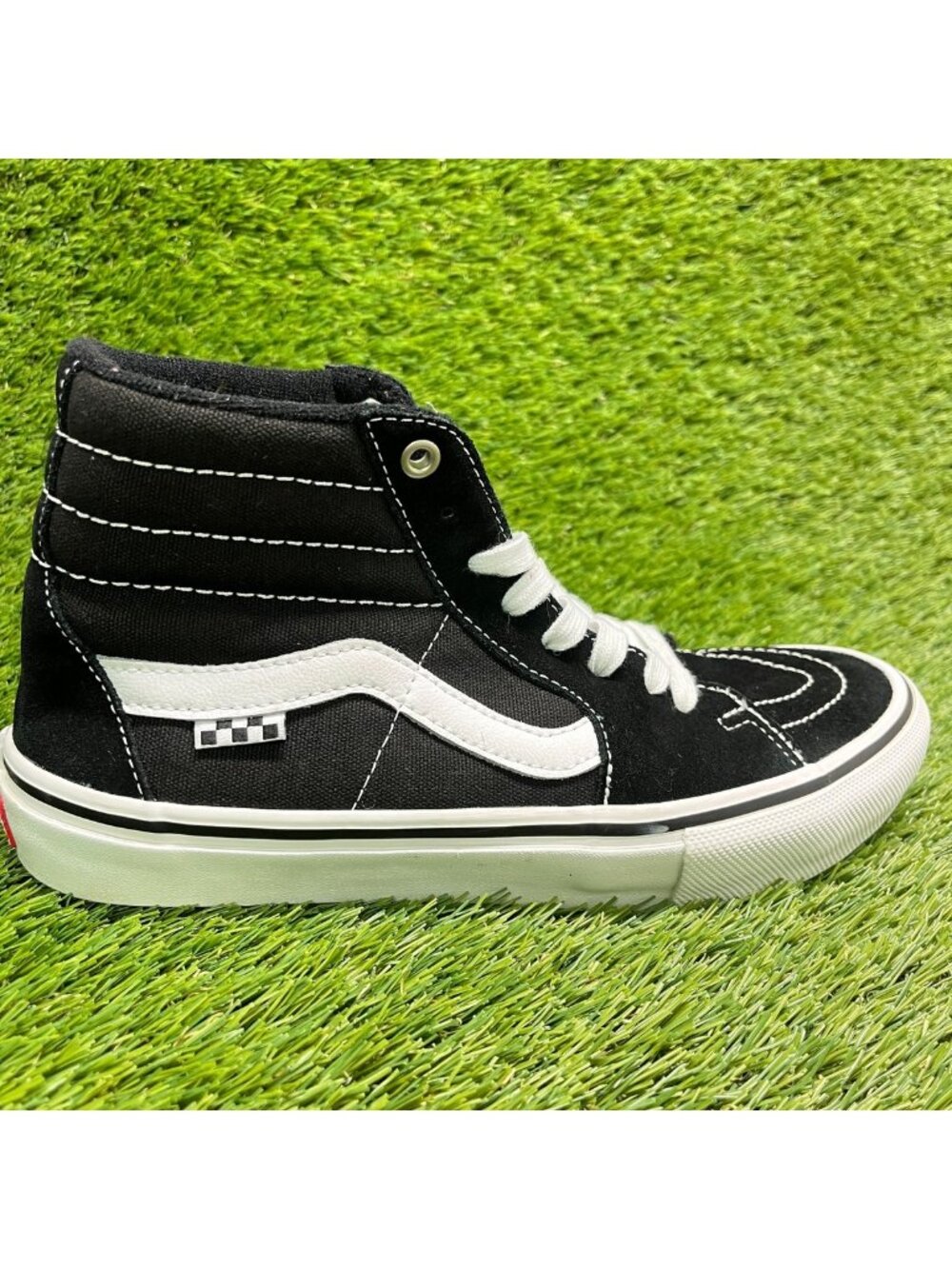 Vans Skate Sk8-Hi Mens Size 8.5 Black White Athletic Suede Skate Shoes Sneakers